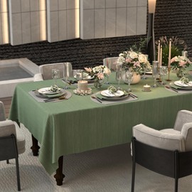 ZIWUROAD Rectangle Sage Green Table Cloth, Embossed Pleated Textured Waterproof Tablecloth, Decorative Fabric Table Cover for Dining, Farmhouse, Wedding, Outdoor - 60''x84'', Spring/Summer