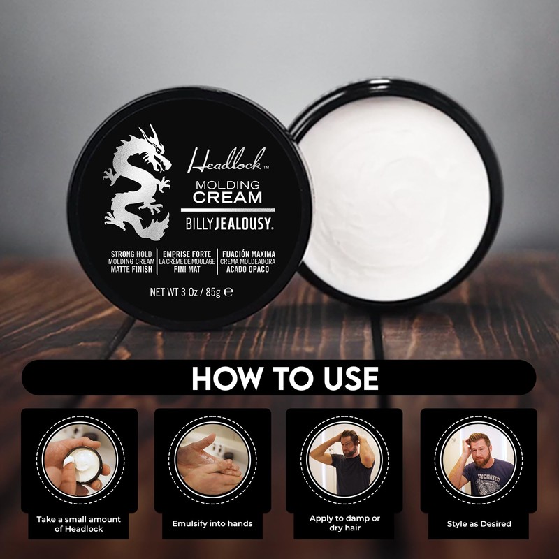 Billy Jealousy Headlock Hair Molding Cream, Hair Styling Cream for