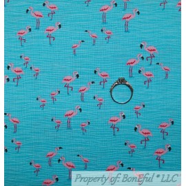 Michael Miller Fabric BonEful FABRIC FQ Cotton Quilt Aqua Blue Water Beach Florida Pink Flamingo Bird