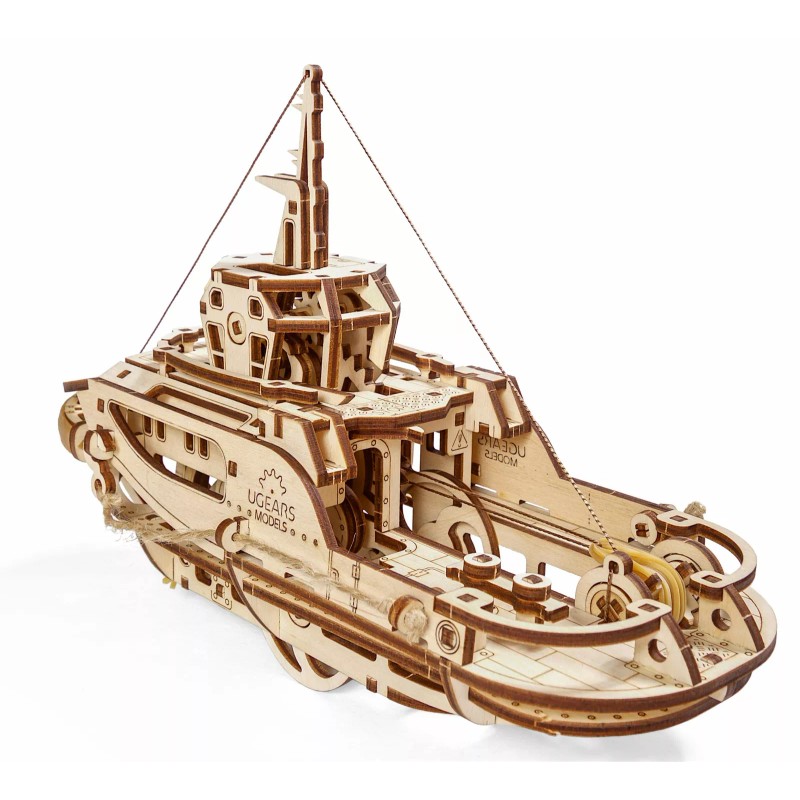 UGEARS Tugboat Ugears 3D Mechanical Wooden Model DIY 3D Brainteaser