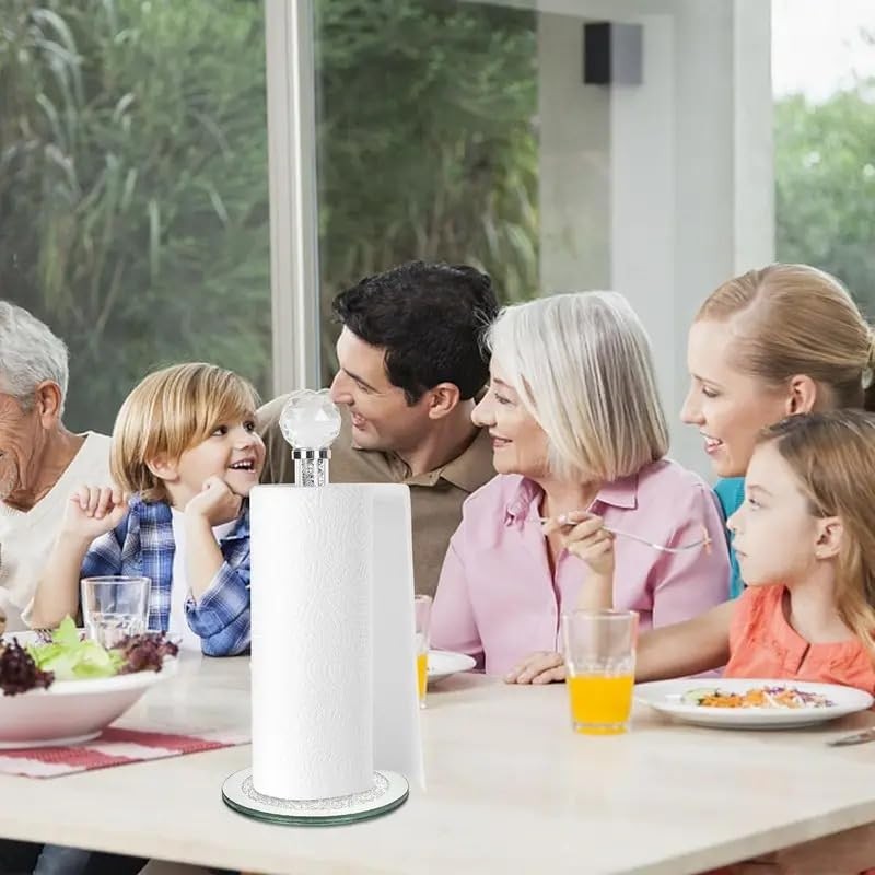 Crystal Paper Towel Holder, 34cm Countertop Stand with Sparkly Diamond