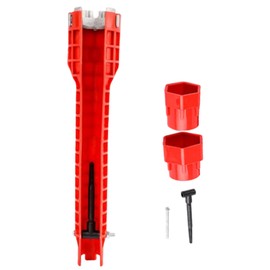 Eruceky 8-in-1 Tap Pipe Wrench, Wrench for Sink, Sink Wrench, Suitable for Bathrooms, Kitchens, Toilets, Sinks, Toilets and Taps (Red)