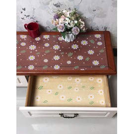 Firsio Drawer and Shelf Liner for Kitchen Cabinets Non-Adhesive Refrigerator Liners for Shelves Non Slip Cabinet Liner Waterproof Washable EVA Shelf Liners Daisy Pattern Mats 11.8”x78.7”