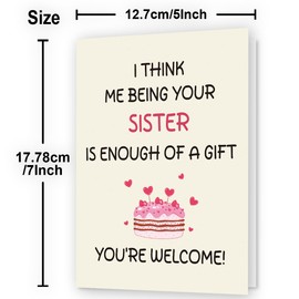 WowBefun Sister Birthday Card | Birthday Card for Sister | Birthday Card Sister | Happy Birthday Sister Card | Funny Sister Birthday Card | Birthday Cards for Sister