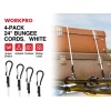 WORKPRO 4PCS 24" White Heavy Duty Bungee Cord Rubber Straps