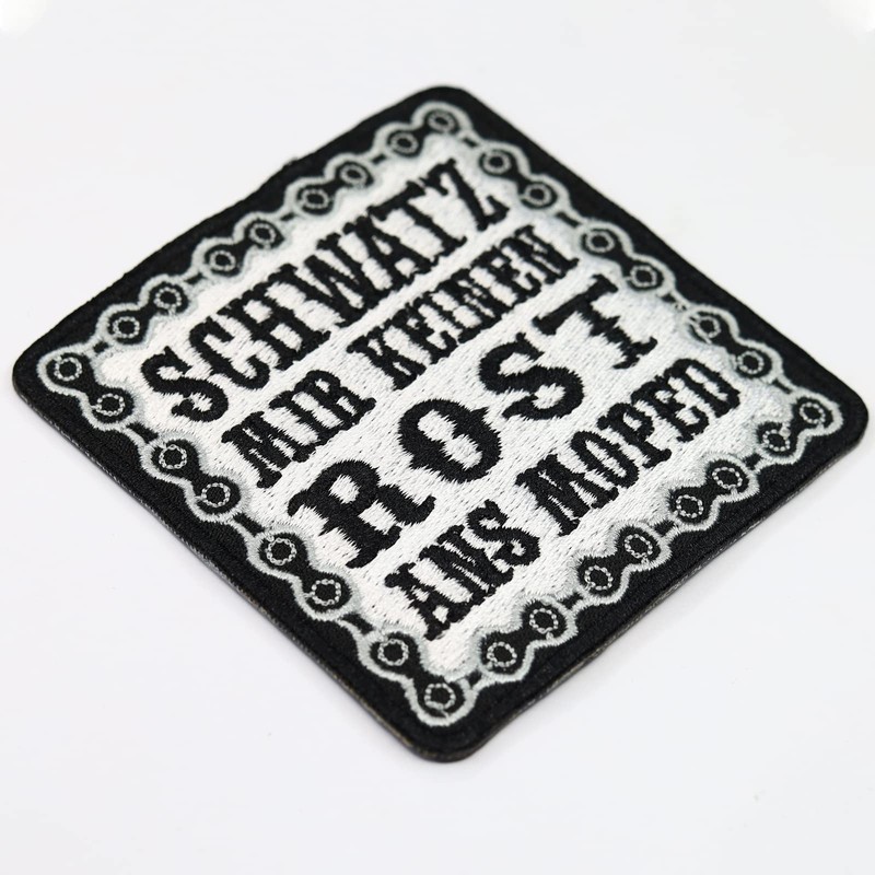 Biker Motorcycle Iron-On Patch "Schwatz mir keinen Rost ans Moped"