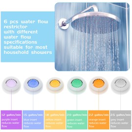 Honoson 1 Set Shower Flow Reducer Limiter Set 1/2 Inch Flow Restrictor Control Valve for Fixed Handheld and Shower Head 1.2/1.5/1.8/2/ 2.2/2.5 Gpm