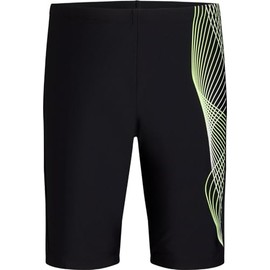 ENERGETICS Boys' Standard Jammer Swimming Trunks, Black/Green Lime