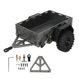 ANKROYU RC Car Tow Truck, Aluminum Alloy RC Car Trailer, RC Metal Trailer, Heavy Duty RC Car Hitch Trailer for RC car (Gray)