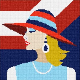 Pepita needlepoint canvas: Haute Couture America, 10" x 10"