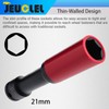 JEUCLEL 21mm 1/2"Extra-long Thin Wall Wheel Protector Impact Deep Socket,
