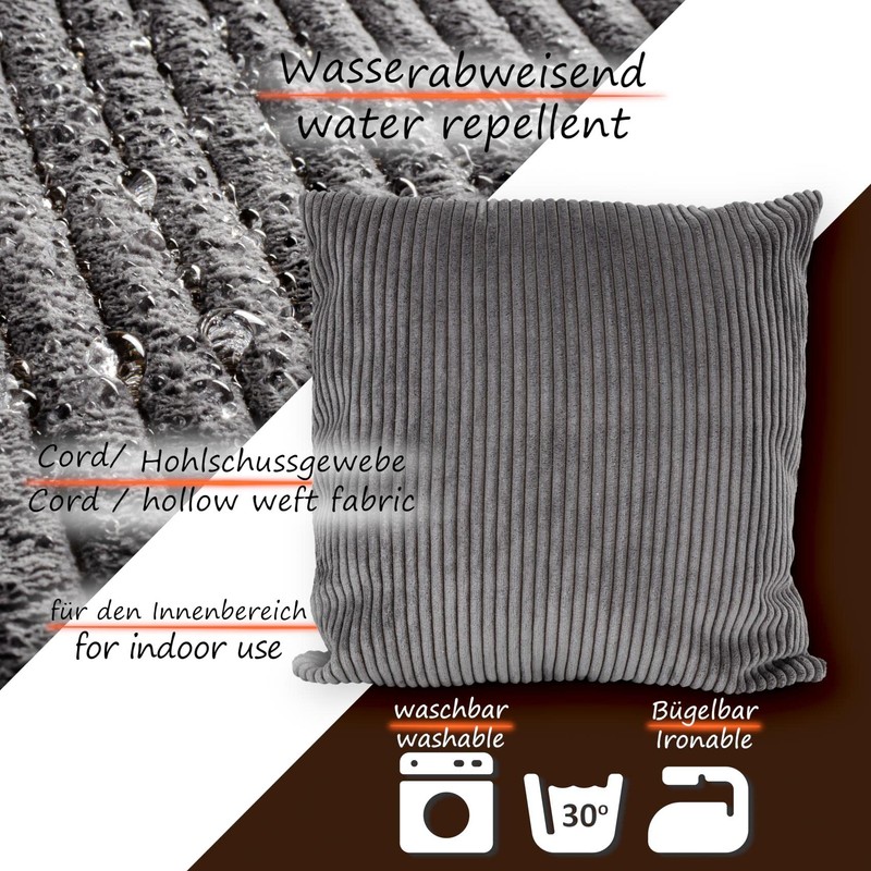 ANRO Decorative Cushion Cover Corduroy Dark Grey 50 x 50