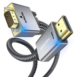 UANTIN - Adaptador de cable HDMI a VGA de 10 pies, conectores chapados en oro antiinterferencia, fuente HDMI de aluminio 1080P a visualización VGA, cable trenzado (macho a macho) para PC, portátil,