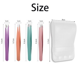 zoerbufan Tweezers Set, 4 Pack Tweezers Made of Stainless Steel, Eyebrow Tweezers, Professional, Splitter Tweezers, Pointed Tweezers for Women and Men, Facial Hair Removal, High Quality, Tweezers 4