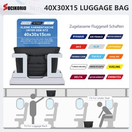 SUCIKORIO 40x30x15cm British Airways Cabin Bags Underseat 18L Travel Duffle Bag Hand Luggage Women Tote Bag with 15.6 Inch Laptop Compartment Carry On Bags for Planes, Overnight, Weekend, Khaki