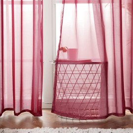 MIULEE 2 Panels Solid Color Sheer Window Curtains Smooth Elegant Window Voile Panels/Drapes/Treatment for Bedroom Living Room 55" Wx85 L, Grommet Top Red