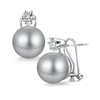 Gray Pearl Stud Earrings Pearl Diamond Earrings for Women Pearl