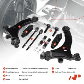 A-Premium Set of 10, Front Lower Control Arm, Sway Bar Link, Inner Outer Tie Rod End, Compatible with Chevy Impala 06-13, Buick Regal 97-04, Century, Allure, Pontiac Grand Prix, Oldsmobile Intrigue