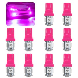 wuyaoyao 10PCS 194 LED Light Bulb, 6000K T10 168 W5W 2825 5SMD 5050 Chips LED Replacement Bulbs, 12V Wedge LED Light Bulb for Car Dome Interior Map Door Courtesy License Plate Lights (Pink Purple)