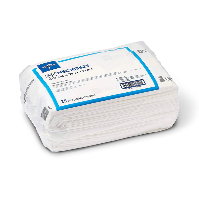Medline Ultrasorbs Drypads, 30" x 36", 25 Count, Super Absorbent
