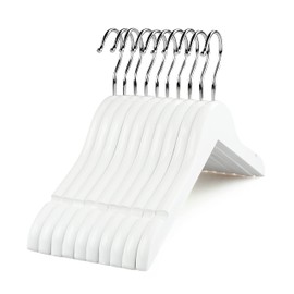 TOPIA HANGER Baby Clothes Hangers for Closet, White Children Kids Wooden Coat Hangers with 360° Stronger Swivel Hook and Extra Smoothly Cut Notches, 10 Pack-CT09W