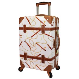 World Traveler Chariot Gatsby Vintage Hardside Train Case Spinner Luggage – New Airline Approved Size, Posh Ivory, 20-Inch Carry-on