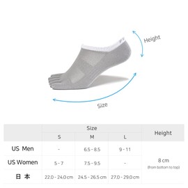 [Finger] クールマックス 5本指ソックス ランニング スポーツ マラソン メンズ レディース COOLMAX くるぶし丈 靴下 (22.0-24.0 cm, ライトグレー-517LG)