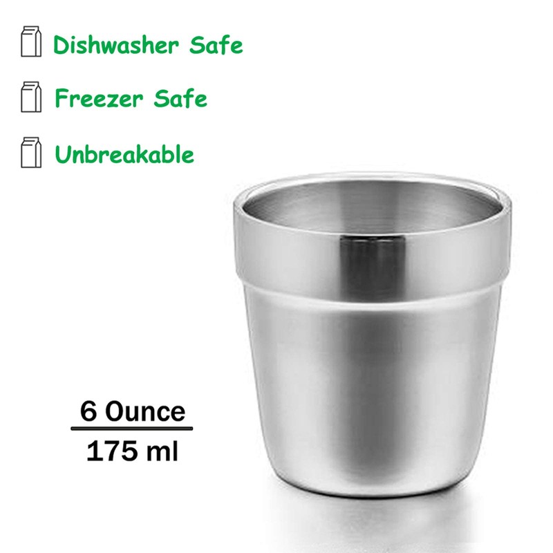 E-far Metal Cups for Kids Baby, 6 Ounce Stainless Steel