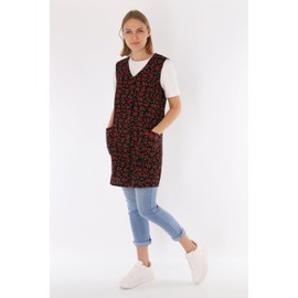 7/8 Tunic Cotton Colourful Apron Short Sleeveless Cooking Apron, darkblue