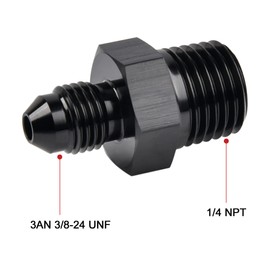 EVIL ENERGY 3AN Male Flare to 1/4" NPT Pipe Fitting Adapter Aluminum Straight Black 2PCS