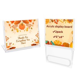 AetJxixee 2 Pack 4x6 Inch Small Sign Holder Horizontal, Double-Sided Usage with Swivel Base for Table Display, for Office, Store, Restaurant, Retail Counters, for Name Sign, Price Message Board, Note