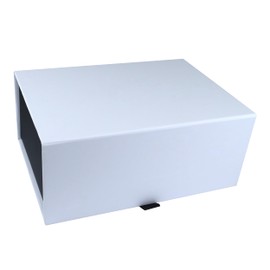 PACK2PACK Premium Foldable Gift Box with Pull-Up Ribbon | Collapsible Box with Magnetic Closure | Weddings, Bridal Showers, Corporate Gifts | 100% Recycled Paper (Medium-Large, Black/White)