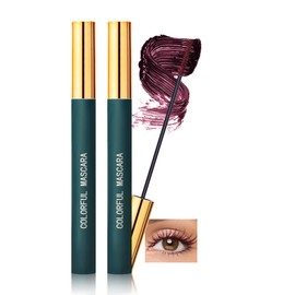 Mascara Waterproof with Ultra Fine Brush for Short Eyelashes, 2 Pieces Mascara Blue Volume and Long Eyelashes, Durable Smudge-Resistant, Quick-Drying, Highly Pigmented Colourful Mascara Makeup for