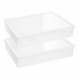 2pcs Clear Plastic Storage Containers, Art Supply Storage Organizer, Multi-Purpose Craft Organizer and Storage Box with Lid for Pencils Markers Notebooks Photo Letter Files,3 Pack Medium (2, Large)