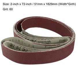 Sourcingmap 2-Inch x 72-Inch Aluminum Oxide Sanding Belt 60 Grits Sandpaper Lapped Joint for Belt Sander 4pcs
