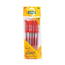 Linc Glycer Ballpoint Pens, RED, Fine Point (0.6mm), Pack of 10, Comfort Rubber Grip, Smooth Ink Flow, Ideal for School Office Home Business Use