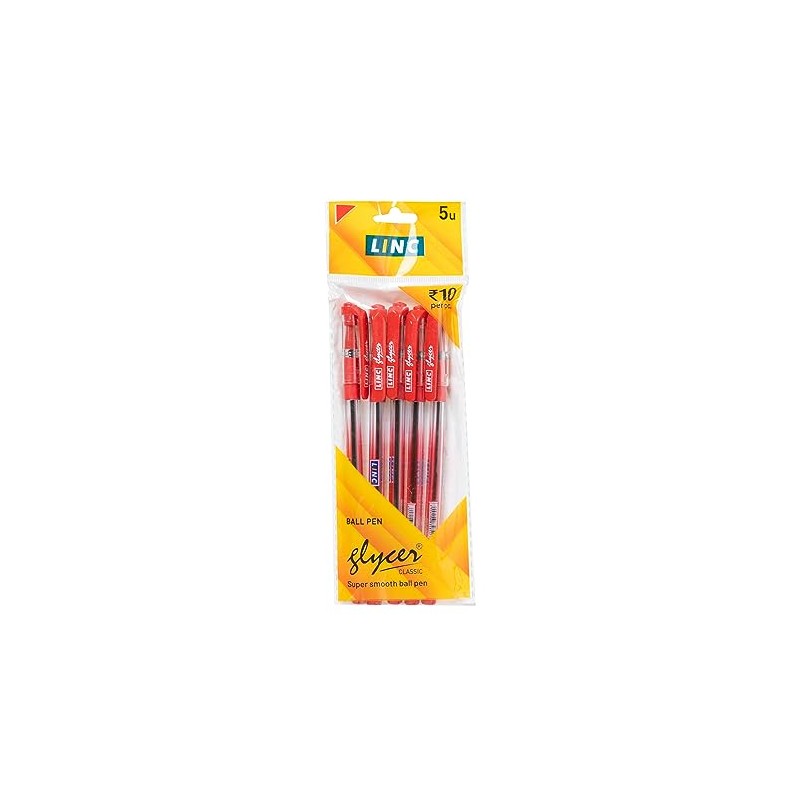 Linc Glycer Ballpoint Pens, RED, Fine Point (0.6mm), Pack of