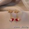 Avance love Love Heart Stone Earrings, Gold, Cute, Women's, Metal