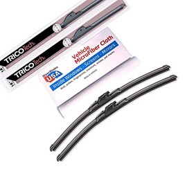 Beam Wiper Blades for 1970 Pontiac Bonneville Set Trico Tech Beam Blades Wipers Set Bundled with MicroFiber Interior Car Cloth
