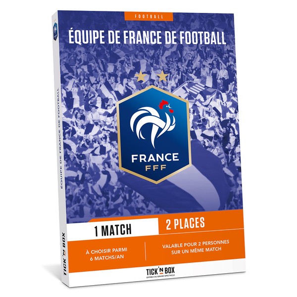 Tick’nBox – Coffret Cadeau 1 Match de Football de l’équipe de France – pour 2 Personne sur Un même Match au Stade de France – idée Cadeau Supporters des Bleus