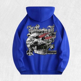 Skull Peace Graphic Hoodie 100% Cotton US Warehouse 6 ColorsColor: Blue, Size: S