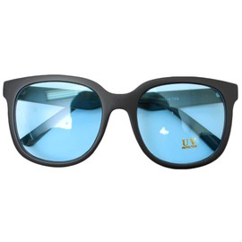 [One Colors] Non-prescription glasses Men's Big Frame Wellington Sunglasses UV Cut Ladies Unisex, black/blue, Free size