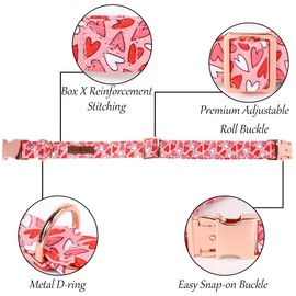 Lionet Paws Valentines Day Dog Collar Bowtie, Dog Sailor Bow Collar Metal Buckle for Dogs, Adjustable Comfortable Dog Collar Girl Gift, XL, Neck 16-26 in