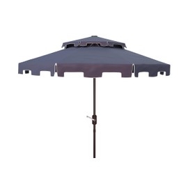 Safavieh PAT8200A Outdoor Zimmerman Navy and White 9-Foot Double Top Market UV Protected Umbrella