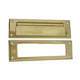 QCAA Solid Brass Mail Slot, with Solid Brass Interior Frame,10" x 3", Polished Brass, 1 Pack, Made in Taiwan