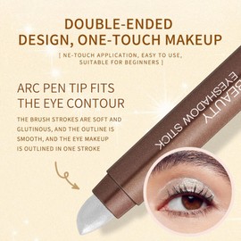 Pearl White Eyeshadow Stick, Metallic Highlight Pencil Crayon Brighten Pen Eye Shadow, High Pigmented Eyeliner Smooth Blendable Pearlescent Cream Eyeshadow Easy to Color for Eye Makeup