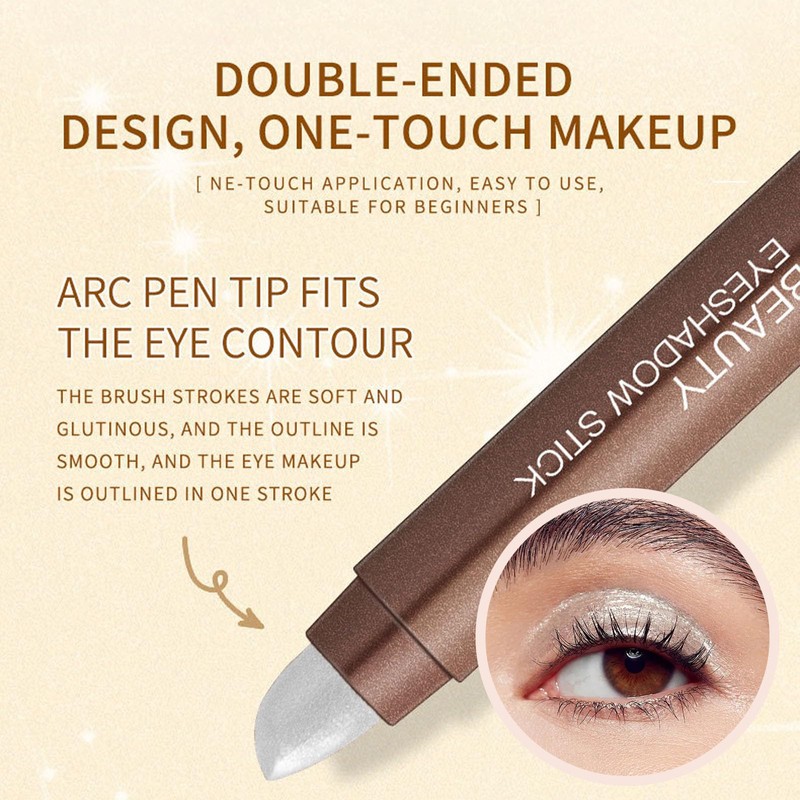 Pearl White Eyeshadow Stick, Metallic Highlight Pencil Crayon Brighten Pen