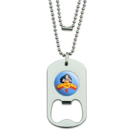GRAPHICS & MORE Wonder Woman 80th Pose Military Dog Tag Bottle Opener Pendant