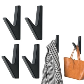 UYGTHI Coat Hooks Pack of 4 Black, Hooks for Acoustic Panels, Acoustic Panels Hooks Made of Metal, Robust Acoustic Panels Accessories for Wall, Door, Bathroom or Bedroom, 7.9 x 1.4 x 4 cm