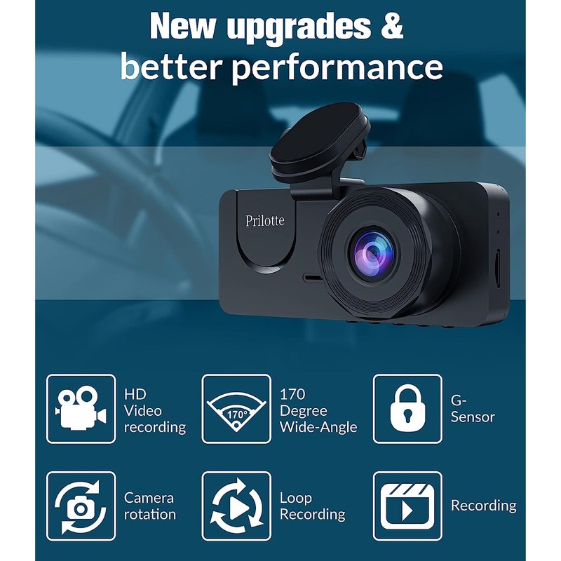 Car Traffic Recorder Night Vision 320mAh 3 Lens Front Rear